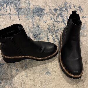 Girl’s Black Leather Ankle Boots